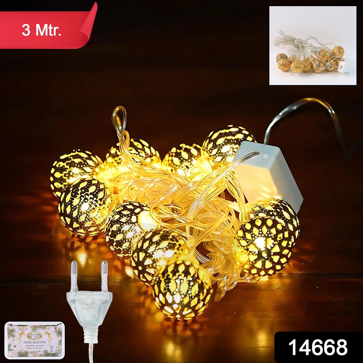 Decorative Metal Ball Led String Light (3 Meter ) Decorative Metal Ball Led String Light (3 Meter )